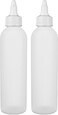 BRIGHTFROM Twist Top Applicator Bottles, Squeeze 6 OZ Empty Plastic Bottles, Refillable, Open/Close Nozzle - Multi Purpose (Pack of 2) (White)