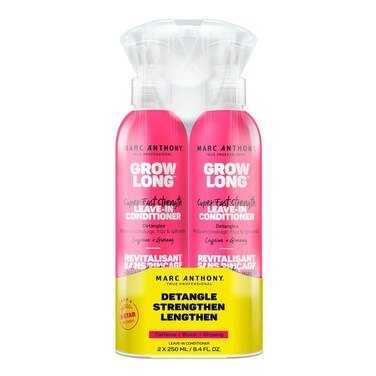 Marc Anthony Leave-In Conditioner Spray &amp; Detangler, Grow Long Biotin, 2-pack - Anti-Frizz Deep Conditioner For Split Ends &amp; Breakage - Vitamin E, Caffeine &amp; Ginseng for Curly, Dry &amp; Damaged Hair