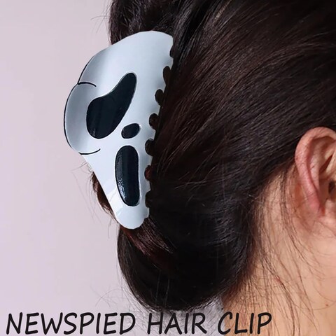 Halloween Hairpin, Funny Big-Mask Ponytail Clip Hair Accessories for Women, Creative Skull Hair Clip, For All Hair Types（2pcs）