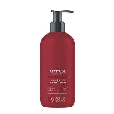 ATTITUDE Liquid Hand Soap, EWG Verified, Plant and Mineral-Based, Vegan Personal Care Products, Apple &amp; Spices, 16 Fl Oz