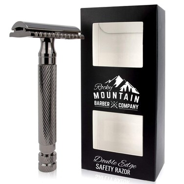 Men's Double Edge Safety Razor - Premium, Heavy Duty Safety Razor, 3 Piece Closed Comb Design For a Closer Shave - Made with Brass &amp; Metal Finish by Rocky Mountain Barber Company