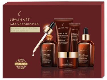 LUMINATE Avocado Polypeptide Anti-Aging Hydrating and Moisturizing (Variety Set of 5) for Face Skin Care With   Face Cream   Cleansing Facial Wash Gel   Eye Cream   Facial Moisturizing Emulsion   Mois