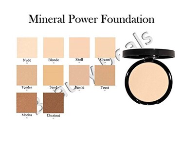 Mineral Powder Foundation, Pressed Makeup, Buildable Coverage, Natural Finish w/sponge (Shell)