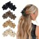 Luxury Matte Flower Hair Claw Clips - Non-Slip Jaw Clamps for Women, 4-Piece Brown Series Hair Accessories