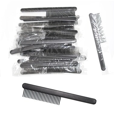 100 Pack Individually Wrapped Comb Disposable Combs in Bulk Plastic Combs Set Hair Combs for Travel, Hotel, Shelter, Homeless, Nursing Home, black