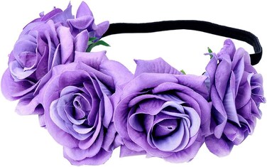 June Bloomy Rose Floral Crown Garland Flower Headband Headpiece for Wedding Festival