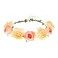 June Bloomy Women Rose Floral Crown Hair Wreath Leave Flower Headband with Adjustable Ribbon (Champagne)