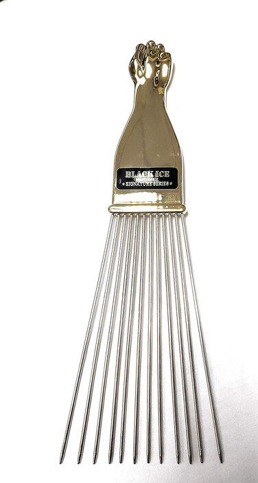 Gold handle pick comb long
