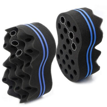 RioRand Hair Sponge Magic Barber Twist Curl Brush Sponge Dreads Locking Afro Coil Comb（Black 2 Count (Pack of 1))