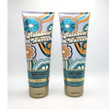 Bath &amp; Body Works Body Cream, Gift Set of 2, 8oz Each (Rainbow Waves)