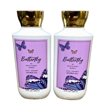 Bath &amp; Body Works Shea + Vitamin E Shower Gel, Set of 2, 10oz Each (Butterfly), purple