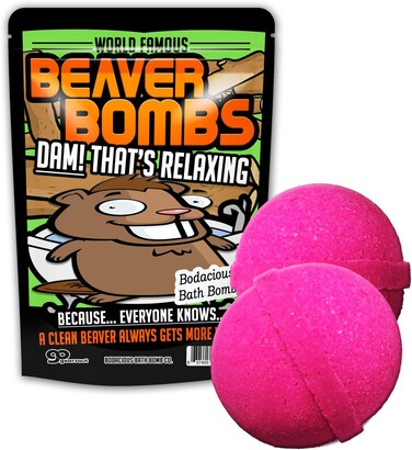Pink Bath Balls Funny Beaver Gags for Friends Stocking Stuffers for Men Crazy White Elephant Ideas Dirty Santa XL Bath Fizzers for Adults Weird Novelty Bath Products