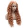 iwonawig Iewig Rose Golden Pink Front Lace Wig Long Curly Synthetic Lace Front Heat Friendly Fiber Half Hand Tied