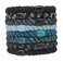 L. Erickson Grab &amp; Go Pony - Blue Tide - 8 Pack Ponytail Holder Hair Ties - Mixed Teal and Black