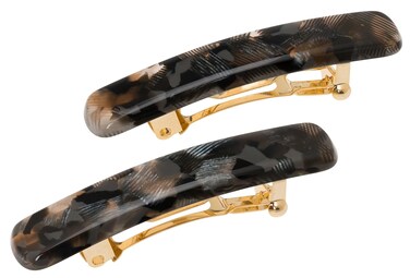 France Luxe Mini Rectangle Barrette Pair - Pavlova Black