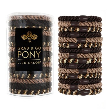 L. Erickson Grab &amp; Go Pony Tube, Toffee Brown Mix Hairties
