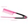 EasyGlide-V Hair Straightener and Detangler Comb - Rat Tail Style V-Comb For Hair Sectioning   Flat Ironing   Blow Drying   Keratin Comb for Tangled Hair   Spring Grip   Heat Resistant (Pink)