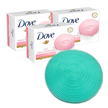 Dove Bar Soap Pink Unisex Bars (3pcs) Premium Washing hands and Body Shower Gentle Soft Silicone Body Exfolianting Scrubber 4.4inch