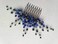 Kercisbeauty Handmade Boho Wedding Hair Comb with Navy Blue Crystal Beads for Brides Bridal Silver Headpiece Prom Hair Accessories