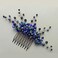 Kercisbeauty Handmade Boho Wedding Hair Comb with Navy Blue Crystal Beads for Brides Bridal Silver Headpiece Prom Hair Accessories
