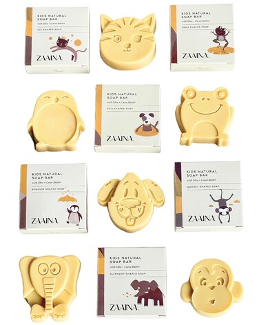 ZAAINA Natural Kids Soap - Christmas Stocking Stuffers for Kids, Fun Bath Time for Children - Unique Cute Animal Shape Soaps for Boys Girls, Handmade Body Soaps - Gentle on Sensitive Skin - Set of 6