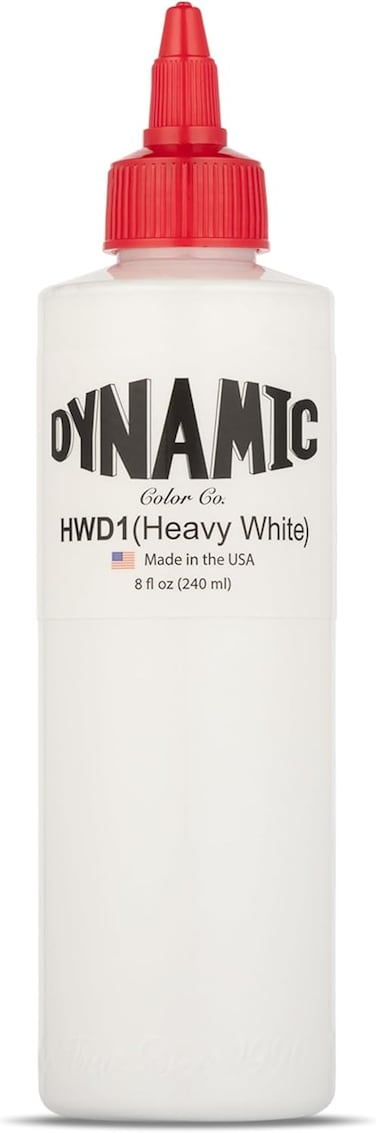 Dynamic Color Co- Heavy White Tattoo Ink, Made in USA, Sterilixed, 8oz Bottle