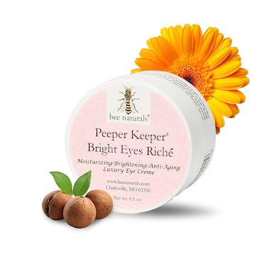 Bee Naturals Peeper Keeper Bright Eyes Riche Eye Cr&egrave;me - Hydrates &amp; Reduces Fine Lines with Wheat Germ, Sesame Oil, Calendula Anti- Aging Peptide