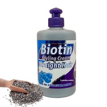 Biotin Styling Cream for Straight Hair &ndash; With Biotin &amp; Essential Nutrients &ndash; Nutrition &amp; Shine &ndash; 250ml (8.45 fl oz)