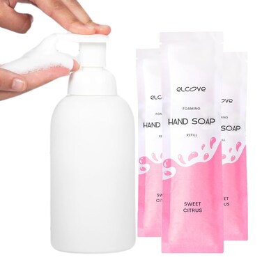 Foaming Hand Soap Refills with Reusable Foaming Soap Dispenser, Concentrated Powder Hand Soap Refills Make 36 oz (3 x 12oz) of Foaming Soap (Sweet Citrus)