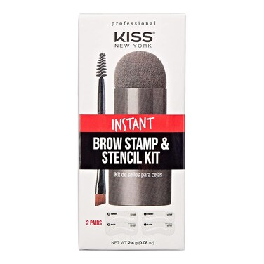 Professional Instant Brow Stamp and Stencil Kit Powder Stamp Eyebrow Shaping Kit (Black Brown)