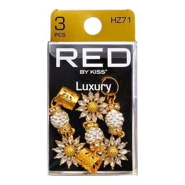 RED by Kiss Dreadlock Jewelry Braid Charms Hair Cuffs for Women Braiding Hair Pendants Decoration Clips 3PCS