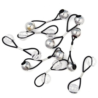 RED by Kiss 8 Pieces 16mm Ball Hair Ties, Bubble Ponytail Holders for Kids Girls Children Women Baby Toddlers, Twin Bead Colorful Elastic Hair Accessories, Cute Hair Bands with Balls (Silver&amp;Clear)
