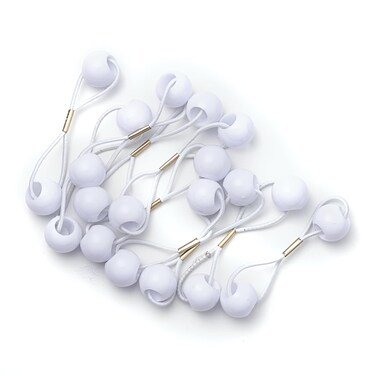 RED by Kiss 10 Pieces 16mm Ball Hair Ties, Bubble Ponytail Holders for Kids Girls Children Women Baby Toddlers, Twin Bead Colorful Elastic Hair Accessories, Cute Hair Bands with Balls (White)