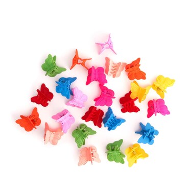 RED by Kiss 24 Pieces Kids Barrettes, Self Hinge Plastic Hair Clips for Girls Toddler Kids Baby, 80s 90s Cute Colorful Cartoon Design Hair Pin Hair Accessories (Butterfly Matte)