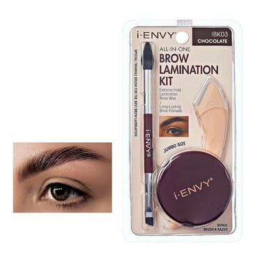 i-ENVY Brow Lamination Kit &ndash; Natural Looking Hold Brow Wax with Applicator and Brow shaper &ndash; Silicone Bristle Eyebrow Brush, Clean Look, Stay All Day (Chocolate)