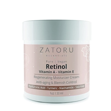 Retinol (Vitamin A) Cream Packed with Pure Vitamin E, Hyaluronic Acid, Jojoba and Coconut Oil Pro Formula for Blemish Control, Skin Regeneration &amp; Minimizing Lines/Wrinkles, 1 Oz