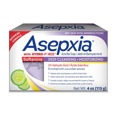 Asepxia &bull; Softening Acne Bar Soap with Cucumbers &amp; 2% Salicylic Acid &bull; 4 oz