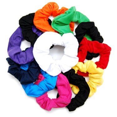 12 Pack - 4 inch Pretty Cotton Colorful Scrunchies Ponytail Holder Elastic Hair Bands
