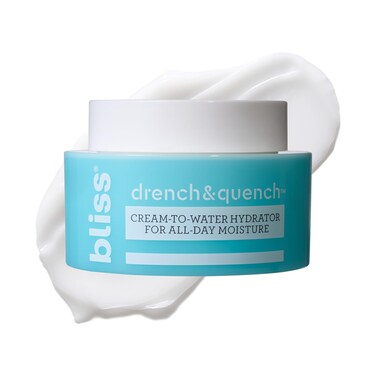 Bliss Drench &amp; Quench Hyaluronic Acid Moisturizer   Cream to Water Face Cream  Deep Hydration, Plumps Skin   Clean Vegan &amp; Cruelty Free 1.7 fl oz