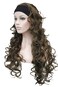 Wiginway 26 inch Long Curly Light Ash Brown Hair Premium Synthetic Women's Wig 3/4 Half Wig with Black Headband