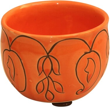 ABHANDICRAFTS Easier to Clean Multi Purpose Hand Engraved Ceramic Bowl, Use as Nuts Bowl, Candy Bowl, Sweets Bowl Home Office D&eacute;cor