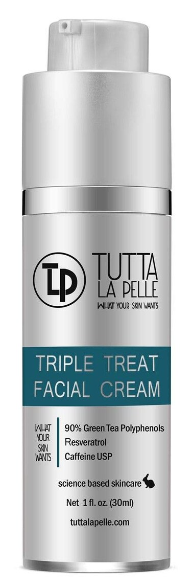 Anti Aging face Cream TRIPLE Antioxidant Treatment Serum For Face, Resveratrol + Green Tea + Caffeine - Visibly Reduce Skin Redness &amp; Calm Irritation -For Sensitive Rosacea Skin -1oz