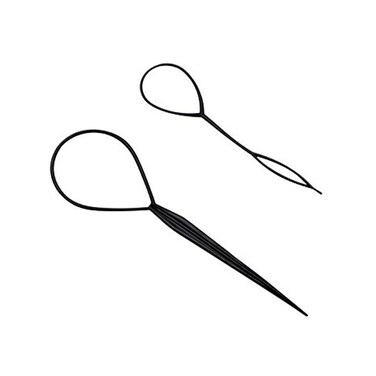 Plastic Magic Pull Hair Pin Clip Hair Braid Ponytail Maker Hair Accessories Diy Hair Styling Pony Tail Tool Black (2 pcs)