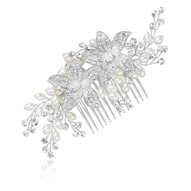 HONEY BEAR Flower Hair Side Combs Clips Bridal Jewelry with Crystal for Women Wedding Decorative Accessories