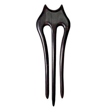 French Hair Pin for Women Wooden Rosewood Hair Sticks for Buns Chinese 3-prong Cute Hair Fork for Long Hair(Ebony)