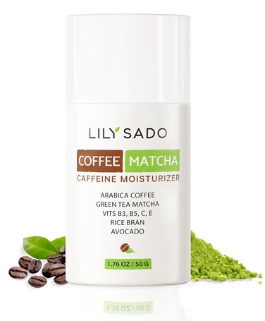 LILY SADO TEA+C&trade; Coffee &amp; Matcha Face Moisturizer - Natural Vegan Caffeine Facial Cream w Green Tea &amp; Arabica Coffee Beans - Best Antioxidant, Anti-Wrinkle Moisturizing Lotion - Softens &amp; Firms