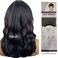 16 inch Short Wavy Bob Wig With Bangs,Black with Red Shoulder Length Hair Wigs for Women,Natural Looking Synthetic Heat Resistant Fiber Curly Wigs for Daily