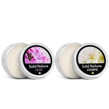 Flowerland Solid Perfumes Set Jasmine, Lilac - Portable Pocket Balm Perfumes Perfect for Travel Use - Natural Fragrance Parfums for Men and Women - Natural &amp; Vegan