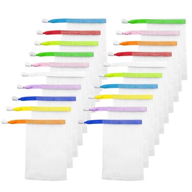 ELANE 20 Pcs Soap Mesh bag,Mesh Soap Bags for Soap Bars,Soap Exfoliating Bag Soap Saver Bag for Foaming and Drying,Hangable (Random colors)