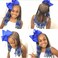 Passion Twist Kids Ponytail With Beads Braids Detachable Synthetic Curly Hairpieces With Bows Protective Easy Hairstyle For Girls Toddlers Children Gift (Blue, Twist-9inch)